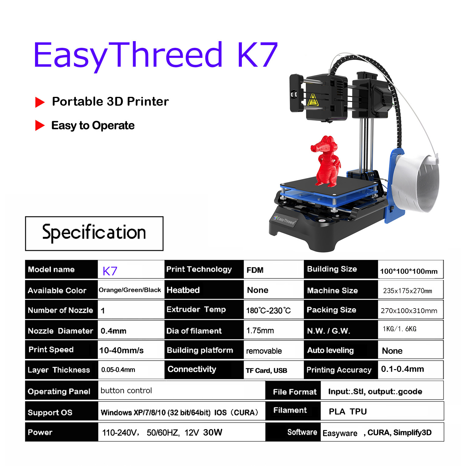 Mini Desktop 3D Printer Easyth - 3D Printing Fdm 评论和价格