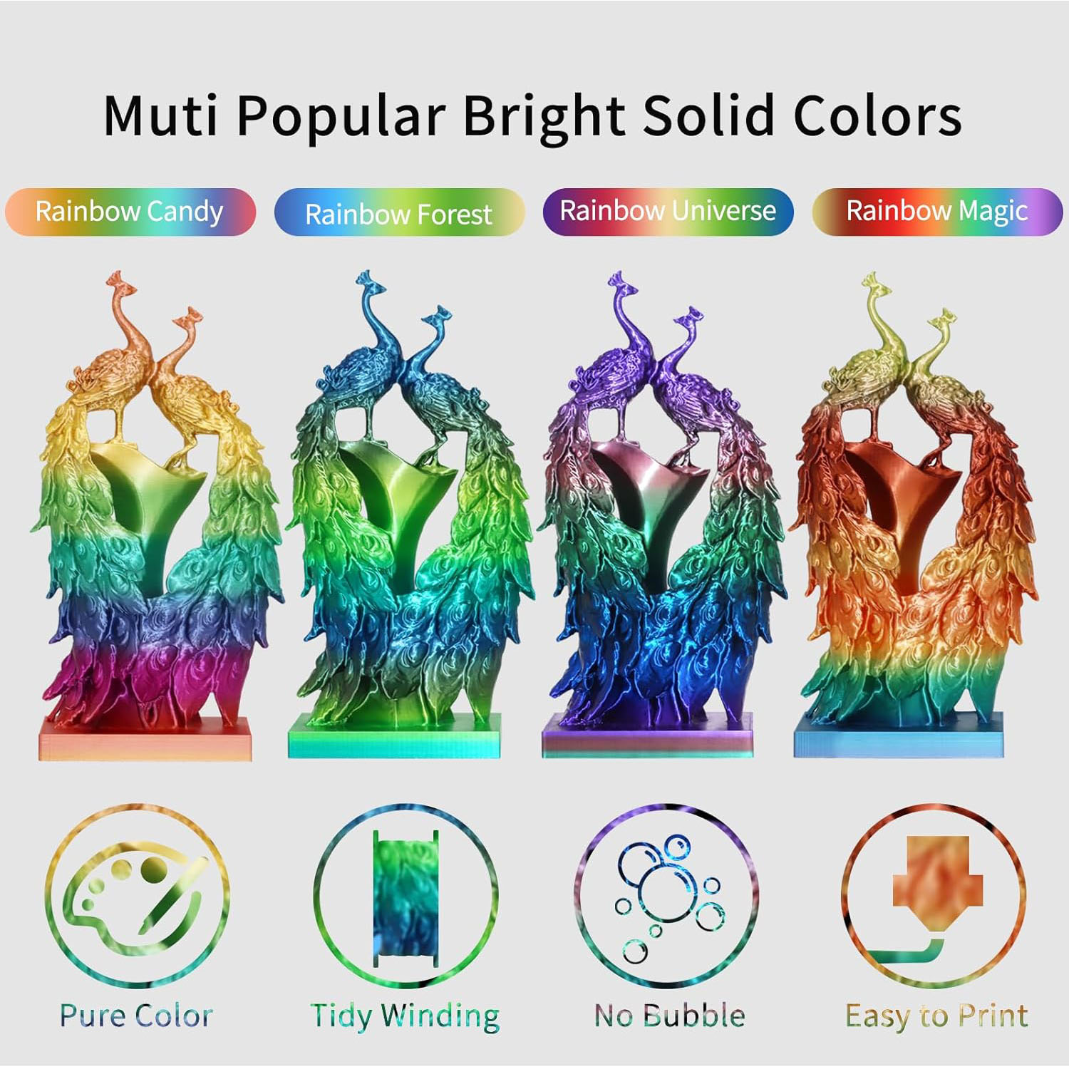 Rainbow Multi-Colored Silk Shi - 3D Printing Fdm 评论和价格