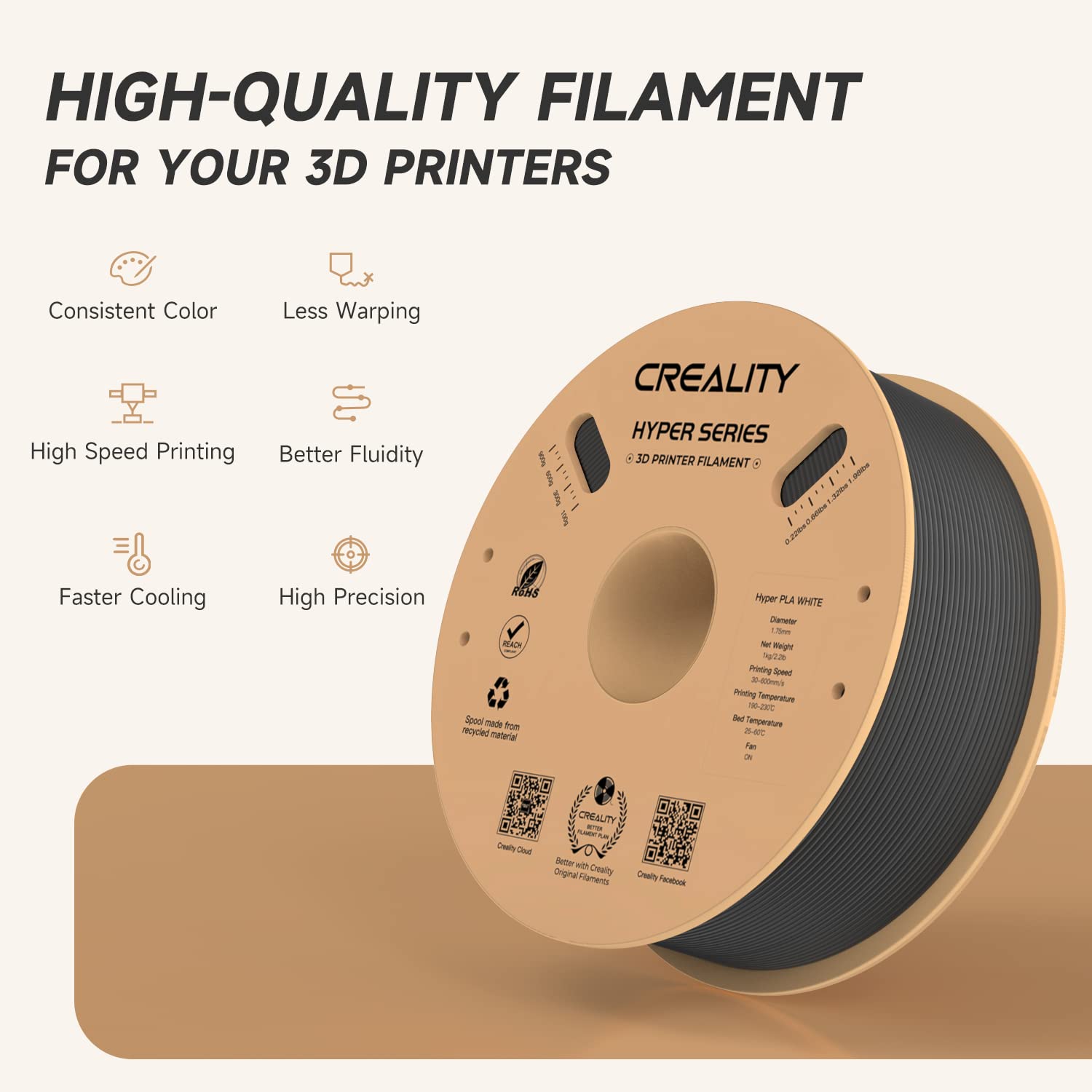 CREALITY Hyper PLA Filament 1. - 3D Printing Fdm 评论和价格