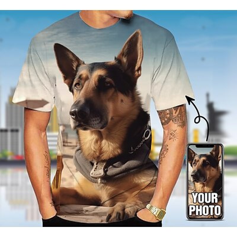 Custom Pet T Shirt for Men Des - 3D Printing Foto 评论和价格